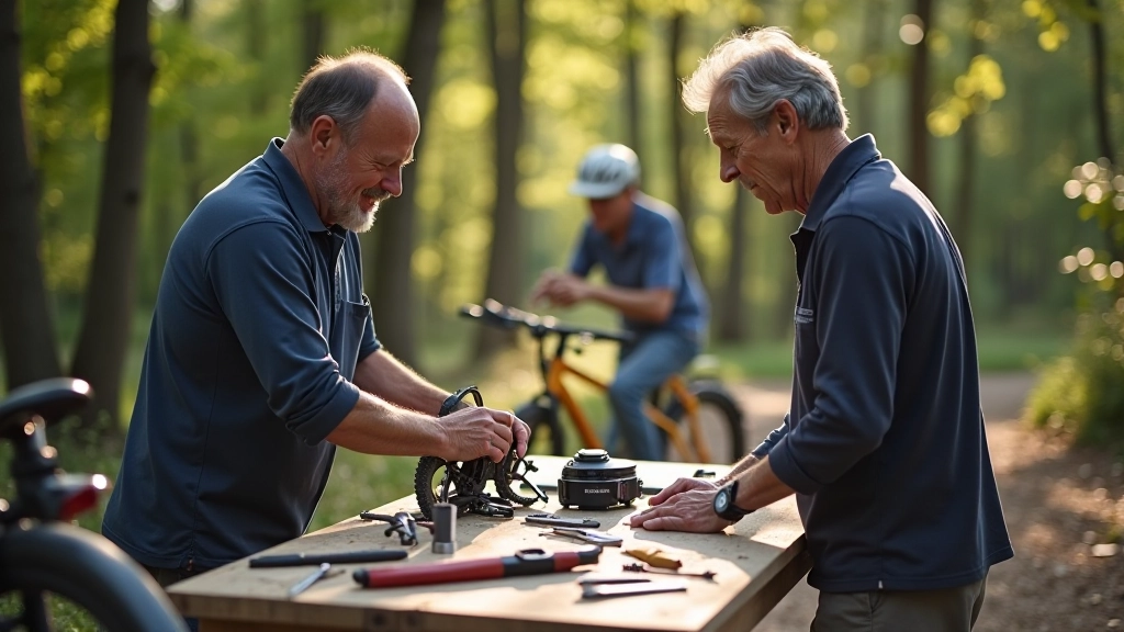 Hands-on bicycle maintenance workshop outdoors
